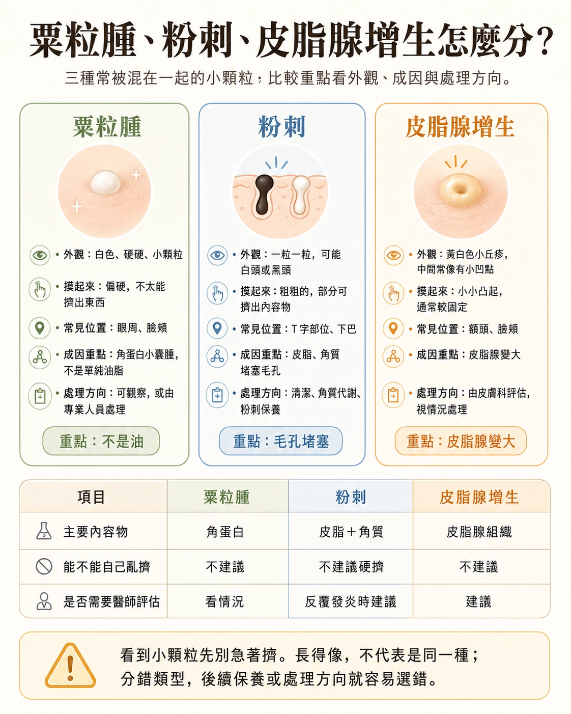 粟粒腫、粉刺，也可能是皮脂腺增生