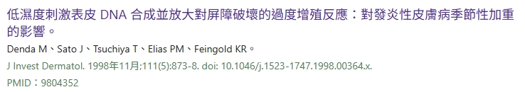 冬季低溫與低濕度會影響皮膚屏障功能下降